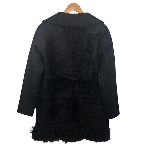 NVLT Coat Womens S/P Black Fringe Hem Ultra Soft Mink Eyelash Coatigan Jacket - Picture 5 of 15